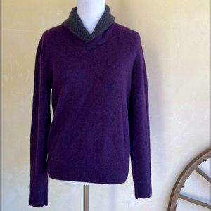 CASHMERE SWEATER-SAKS FIFTH AVENUE Royal Purple & Dk Gray Super Soft Worn Once M